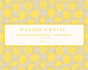 Seamless Patterns PNG | Downloadable Digital Files | Commercial Use  - Lemon 2
