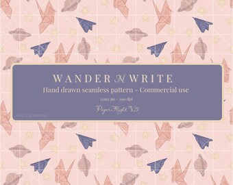 Seamless Patterns PNG | Downloadable Digital Files | Commercial Use | Repeating Designs for Physical Products - Paper Flight 5