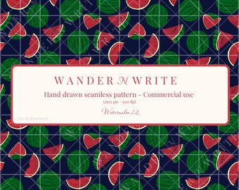 Seamless Patterns PNG | Downloadable Digital Files | Commercial Use  - Watermelon 12