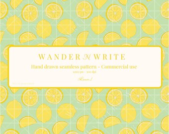 Seamless Patterns PNG | Downloadable Digital Files | Commercial Use  - Lemon 1
