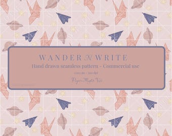 Seamless Patterns PNG | Downloadable Digital Files | Commercial Use | Repeating Designs for Physical Products - Paper Flight 6