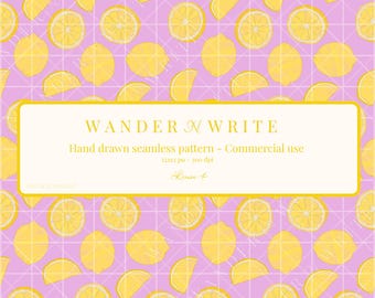 Seamless Patterns PNG | Downloadable Digital Files | Commercial Use  - Lemon 4