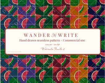 Bundle Seamless Patterns PNG | Downloadable Digital Files | Commercial Use - Watermelon Bundle 2