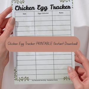 Registro de huevos de gallina imprimible / Registro de gestión de bandadas / Planificador PDF para granjas de traspatio