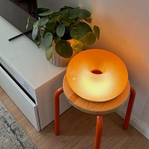 Lampa w kształcie grzybka pączka, pomarańczowa, prezent, dekoracja, vintage, światło retro, prezent dla niej