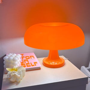 Orange Mushroom Lamp, gift for her, handmade, vintage, retro