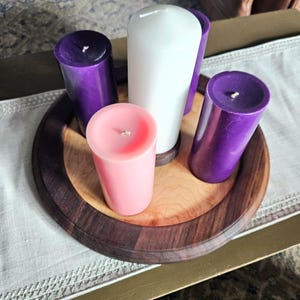 Handcrafted Walnut and Maple Advent wreath Candle Holder – Elegant Christmas Centerpiece image 6