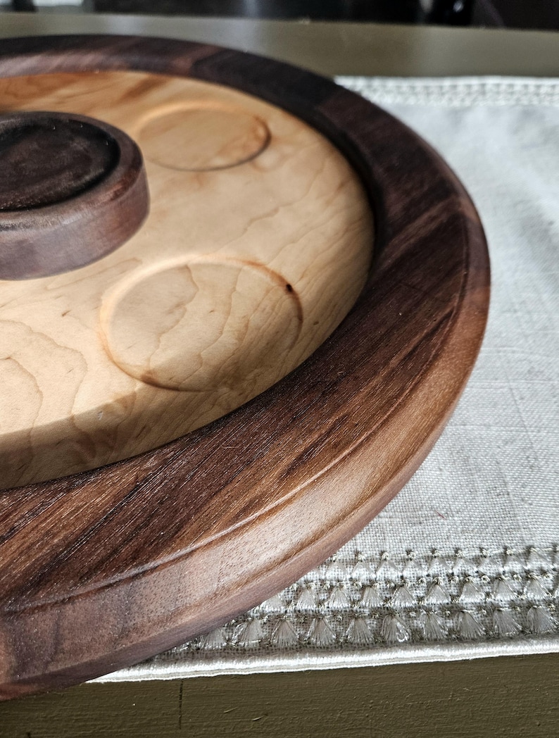 Handcrafted Walnut and Maple Advent wreath Candle Holder – Elegant Christmas Centerpiece image 4