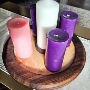 Handcrafted Walnut and Maple Advent wreath Candle Holder – Elegant Christmas Centerpiece image 3