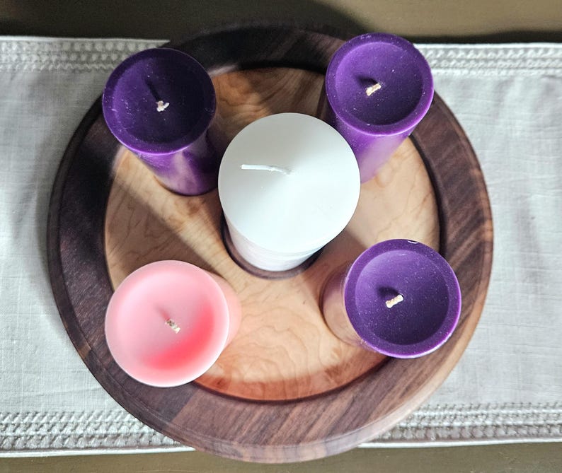 Handcrafted Walnut and Maple Advent wreath Candle Holder – Elegant Christmas Centerpiece image 7