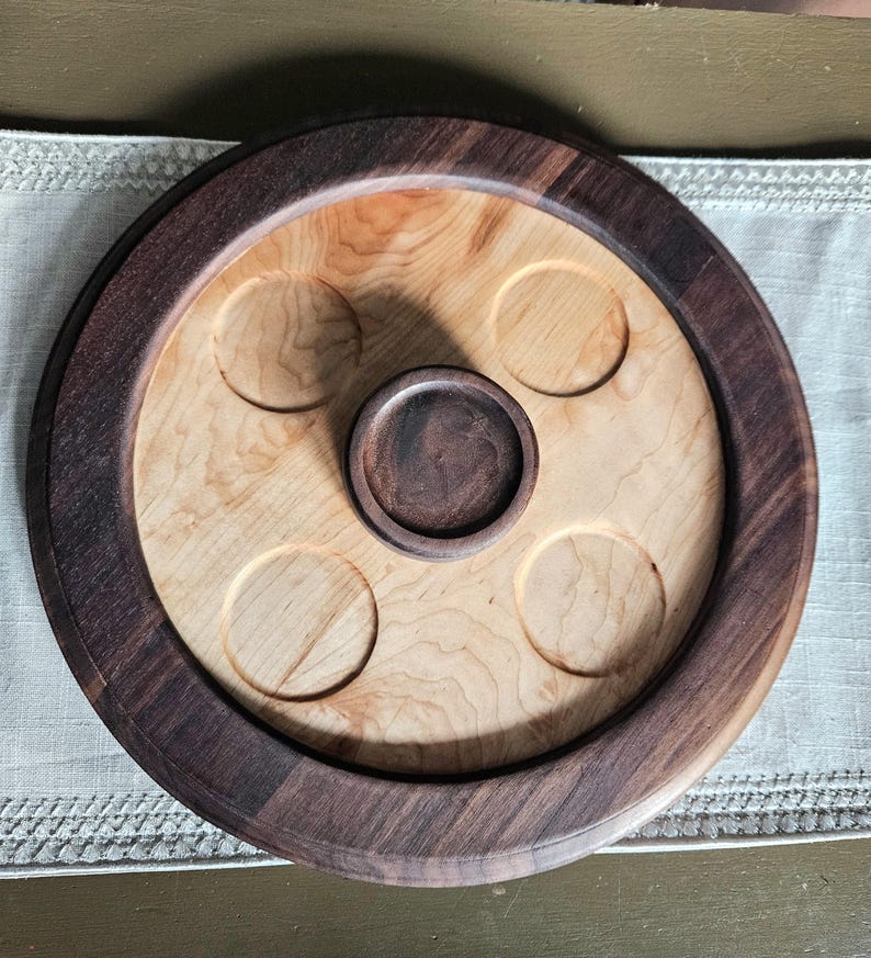 Handcrafted Walnut and Maple Advent wreath Candle Holder – Elegant Christmas Centerpiece image 5