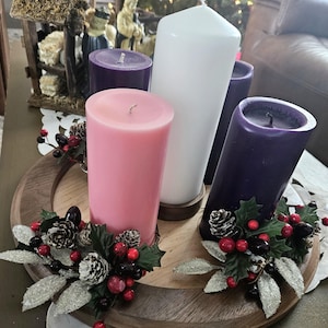 Handcrafted Walnut and Maple Advent wreath Candle Holder – Elegant Christmas Centerpiece image 2