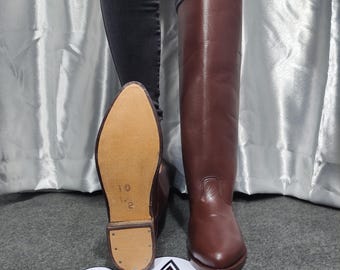 Handgemaakte leren hoge laars in Duitse officiersstijl, rijlaarzen, laarzen in militaire stijl