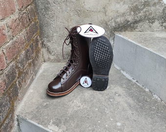 Handmade Leather Lace-Up Boots, Vintage Reenactment Combat Footwear