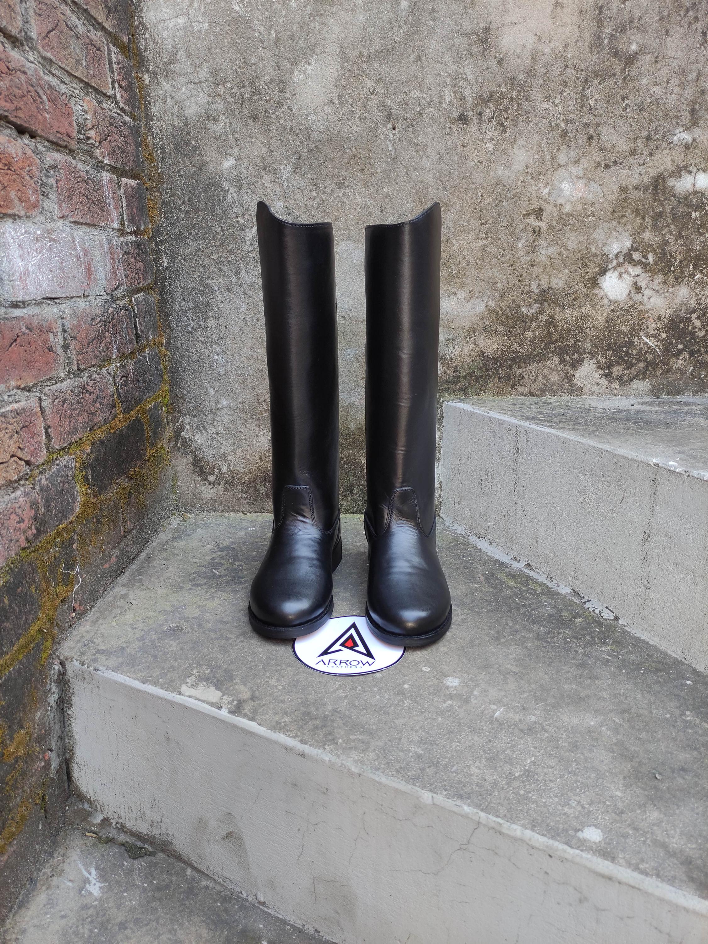 Bottes D'Équitation Hautes Cuir WWI - Style Officier Militaire - Reproduction - Marron - Toutes Tailles