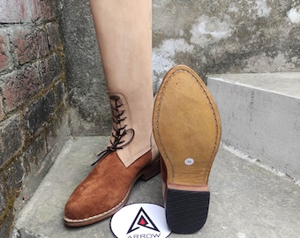 Handmade Leather & Suede Riding Boots, Vintage Equestrian Style