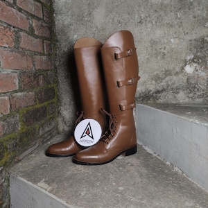 Handmade Leather Cavalry Boots: Vintage Military Style Riding Boots