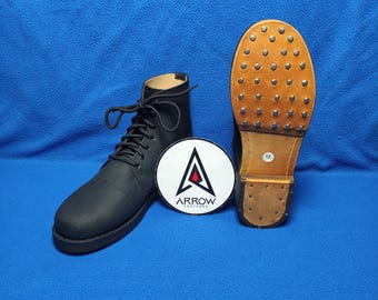 Durable Handmade vintage Matte Leather Combat Boots, Military Style Classic Lace-Up Men’s Work and Outdoor Boots With Hobnail and Iron Heel