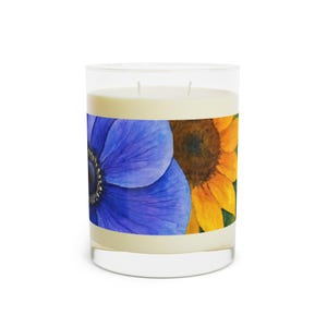 Scented Candle - Watercolor Floral Print, Floral Candle, Home Decor, Aromatherapy Candle, Gift for Her, Mother&#39;s Day Candle