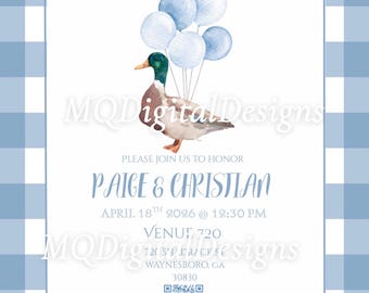 Zaproszenie na baby shower dla chłopca z motywem kaczki