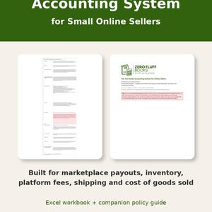 Online Seller Bookkeeping Spreadsheet | Marketplace Payout Tracker | Inventory & COGS Template | Ecommerce Accounting System