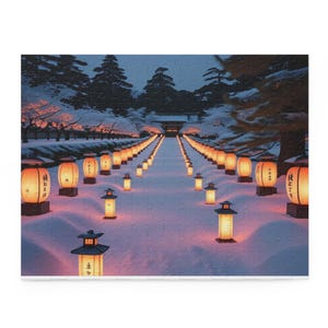 Serene Lantern Path Puzzle - Cozy Nighttime Decor, Mindful Activity, Family Fun, Gift for Puzzle Lovers, Winter Relaxation