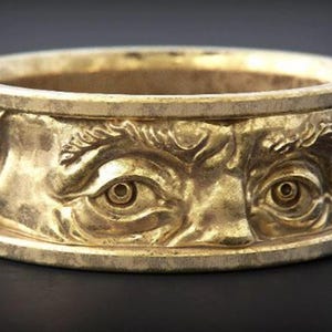 Sterling Silver Eye Face Ring: Gothic Surrealist Statement Jewelry