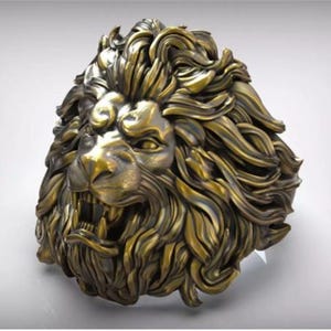 Lion Head Ring for Men – Big Bold Sterling Silver Gothic Ring,Roaring Lion Jewelry,Biker Hip Hop Statement Ring, Statement Ring Gift for Him
