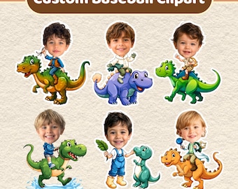 Dinosaur Kids Party PNG Clipart, Kids Add Face Custom Dinosaur Template, Add Your Photo Dino Cake Toppers, Dinosaur Bulletin Board Decor PNG