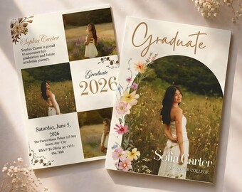 2026 Senior Girl Graduation Announcement Template | Editable Canva Graduate Invite | Card of Grad Celebration