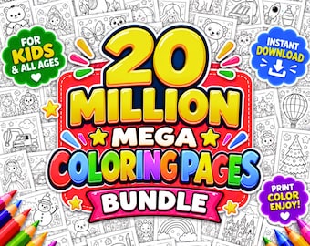 20,000,000+ Cozy Coloring Pages Bundle | Bold Easy Coloring Book For Adults & Kids | Mega Pack