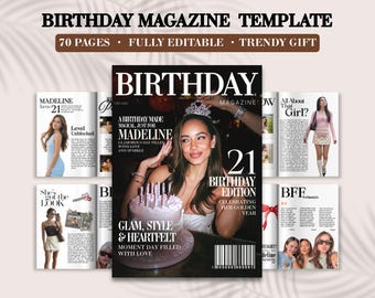 Birthday Magazine Template | Personalized Editable Birthday Gift For BestFriend | Custom Canva Magazine | Bestie or Sister Keepsake Gift
