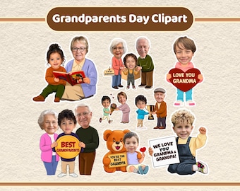 Grandparent's Day Kids Add Face PNG Craft Template, Grandma Keepsake Gifts Ideas, Grandparents DIY Gift, Grandparent's Day Bulletin Board