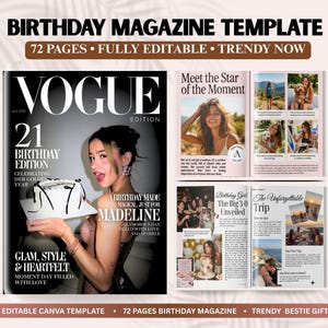 Birthday Magazine Template | Personalized Custom Birthday Gift For BestFriend | 72 Pages Canva Magazine | Bestie or Sister Keepsake Gift