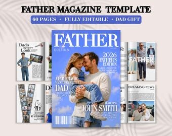 Father's Day Magazine Template | Personalized Gift for Dad | Editable Dad Magazine | 1st Father's Day gift | Digital Father's Day gifts