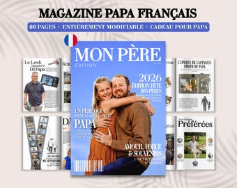Father's Day Magazine Template In French (Canva Editable)