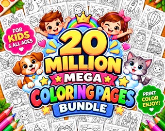 20,000,000+ Coloring Pages Mega Bundle PLR MR | 1000+ Books for Kids & Adults, Coloring Printable Pack, Instant Download