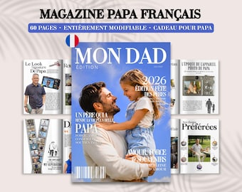 FRENCH VERS. Canva Dad Magazine Template For Father's Day | Magazine Personnalisé Pour Papa | GrandPapa Gifts | Trendy Gift For Dad