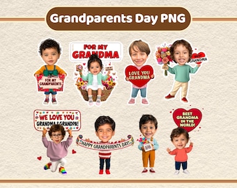 Grandparent's Day Kids Add Face PNG Template Activity | Canva Printable Craft & Bulletin Board Decor | Grandma Grandpa Gift Ideas