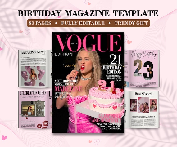 Personalized Birthday Magazine Template | BestFriend Special Gift (Canva Editable, Digital Download)