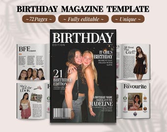 Birthday Magazine Template Canva, Personalized Girl Magazine Gift, Editable Custom Birthday Book, Bestie or Sister Keepsake Gift