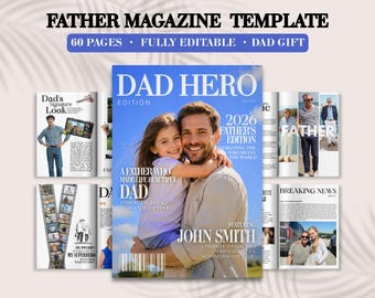 Father's Magazine Template | Personalized Custom Gift For Dad | Editable Canva Magazine | Father or Grandfather Keepsake Gift