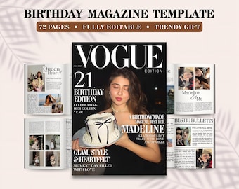 Plantilla de revista de cumpleaños: Descarga de Canva para revista Bestie