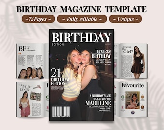 Birthday Magazine Template For Best Friend, Custom Editable Birthday Gift, Personalized Birthday Book, Editable Gift to Her