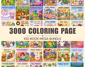 Cozy Coloring Book Bundle, 3000+ Pages Pack (PDF Download)