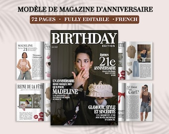 Modèles de magazines d'anniversaire personnalisés | Cadeau souvenir pour meilleure amie : Modèle Canva (Téléchargement numérique)