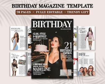 Custom Birthday Magazine Templates | Bestie or Sister Keepsake Gift: Canva Template (Digital Download)