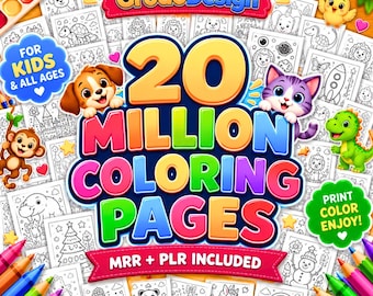 20,000,000+ Whole Shop Coloring Pages Bundle | Coloring Books Activities For Kids & Adults | PLR MRR Pack Download