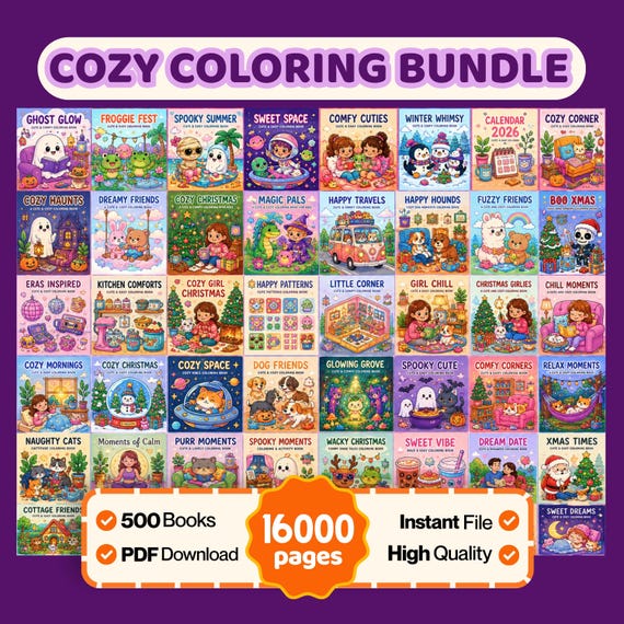 Cozy Coloring Book Ultimate Bundle | 16,000+ Pages (Digital Download)