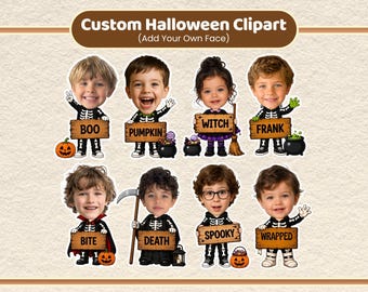 Halloween-Projekt für Kinder: Gestalte dein eigenes Gesicht! Individuelle Halloween-Gesichter-Cliparts, Bastelideen für Klassenzimmer und Pinnwände zum Thema Halloween.